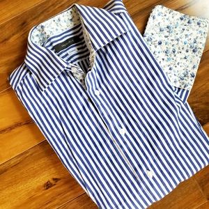 FRENCHEYE Custom Striped Floral Shirt (EUC)